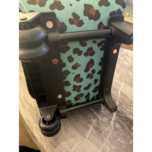 Rockland 17"  Rolling Backpack Teal Leopard Print Wheeled Carry On Travel Bag - Picture 5 of 6